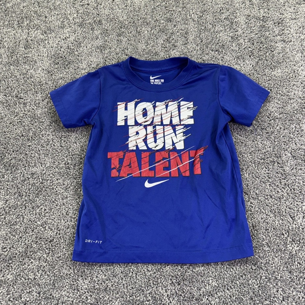 Nike Shirt Kids 6 Years Blue Home Run Talent Dri-Fit Graphic Tee Baseball